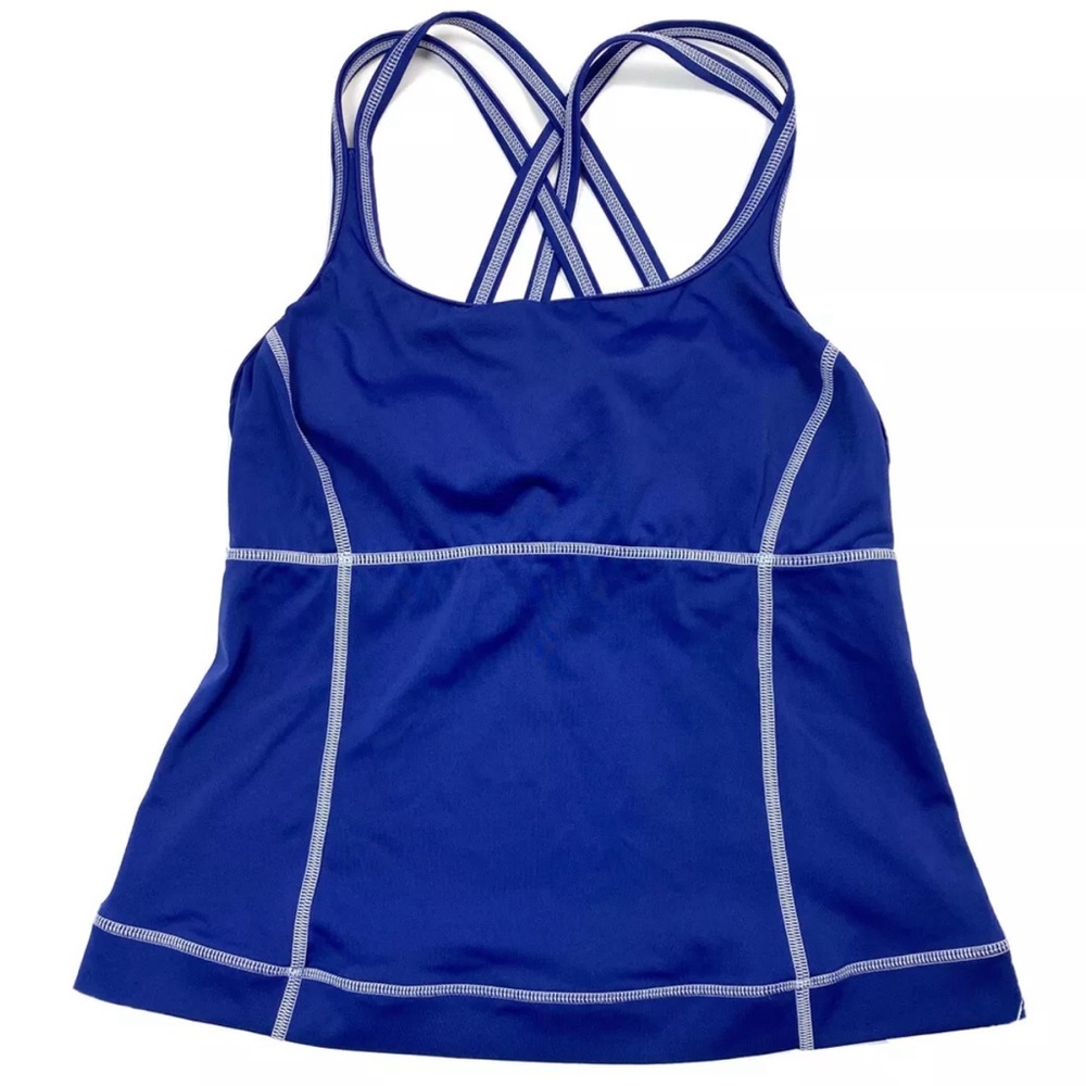 Lands End Womens Tankini Swim Top Size 4 Blue